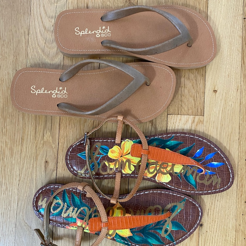 Sam Edelman Gigi Flat Sandals. Size 8.5 & Splendid flip flops
